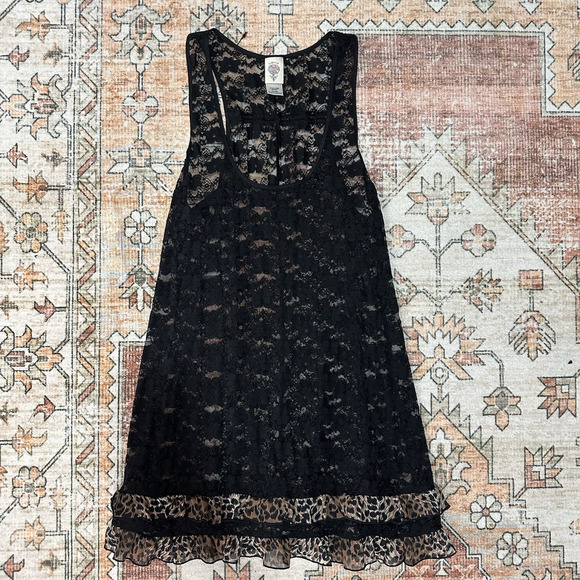 In Bloom by Jonquil Womens Lace Slip Dress Black Fairy Grunge Sexy Leopard XL - Picture 8 of 9